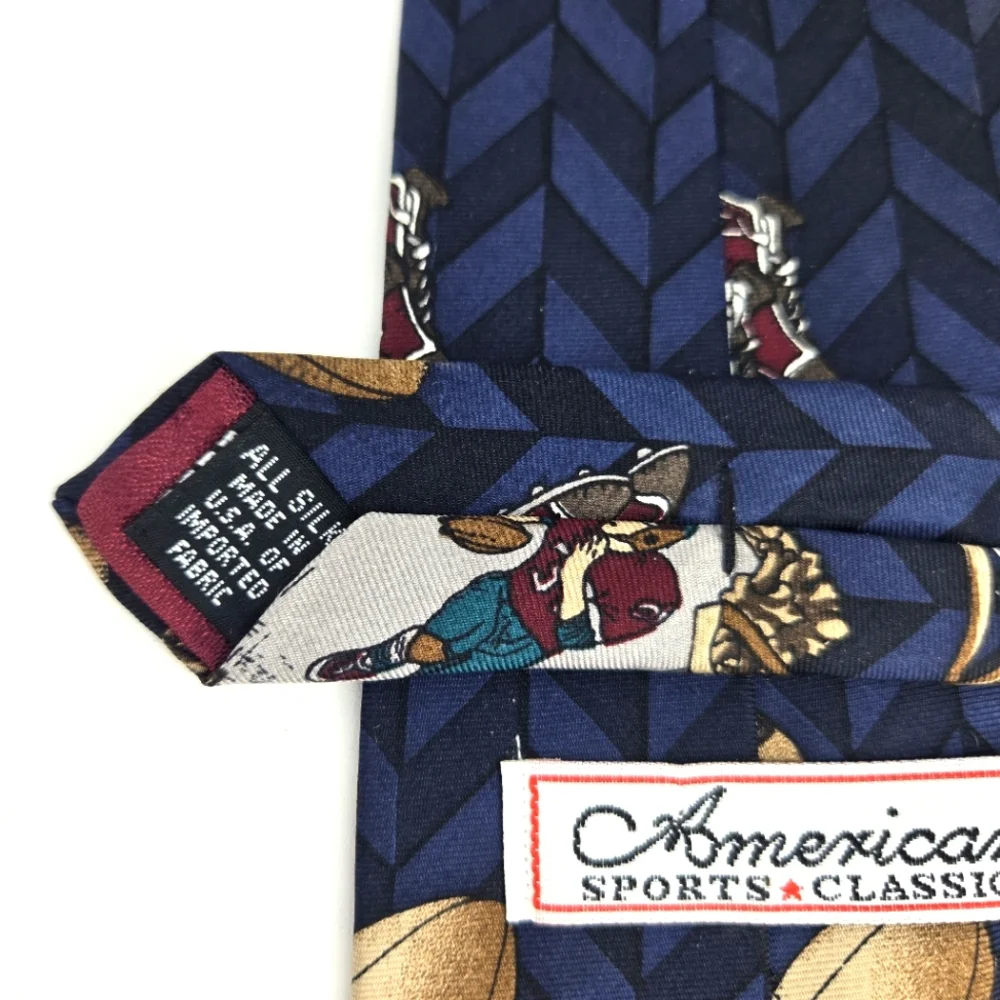 Vintage American Sports Classics Football Neck Tie Silk Blue Black Burgundy‎ 56